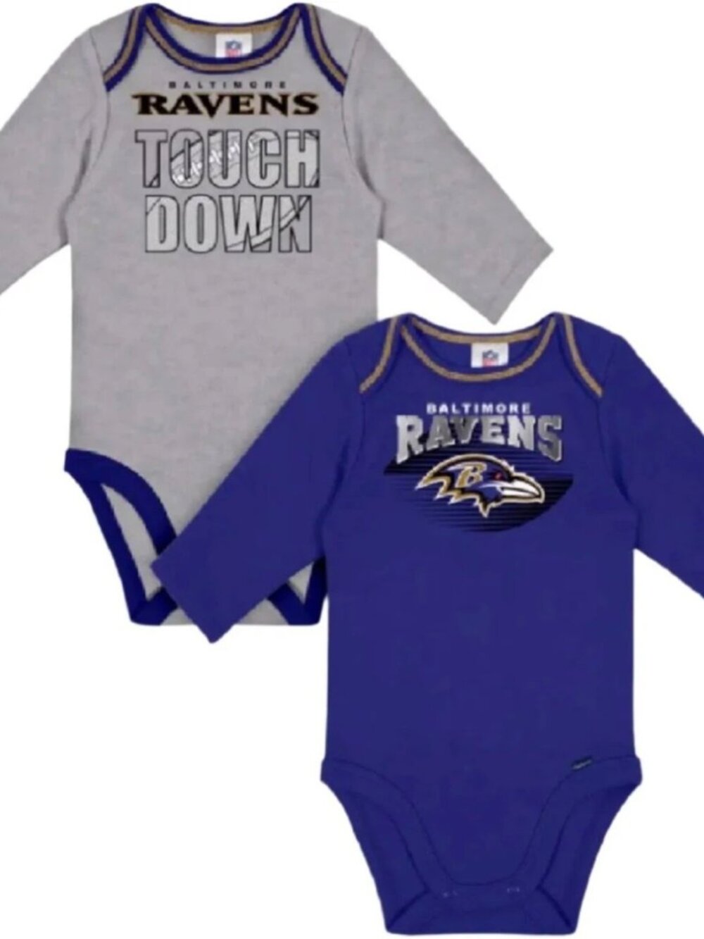 Baltimore Ravens Football Gerber 2-Pack of Long Sleeve Baby Jersey Romper